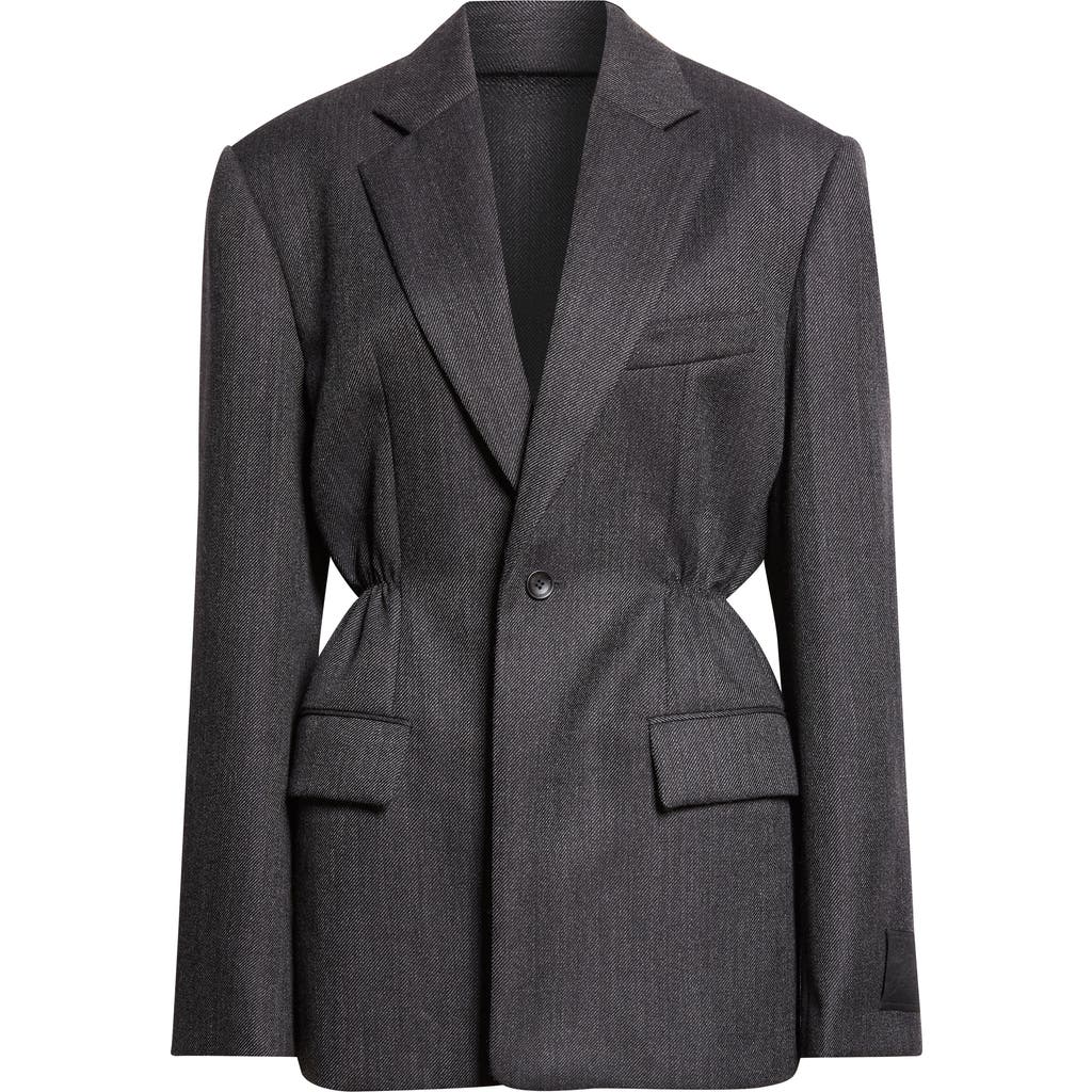 Alexander Wang Oversize Wool Gabardine Blazer In Gray