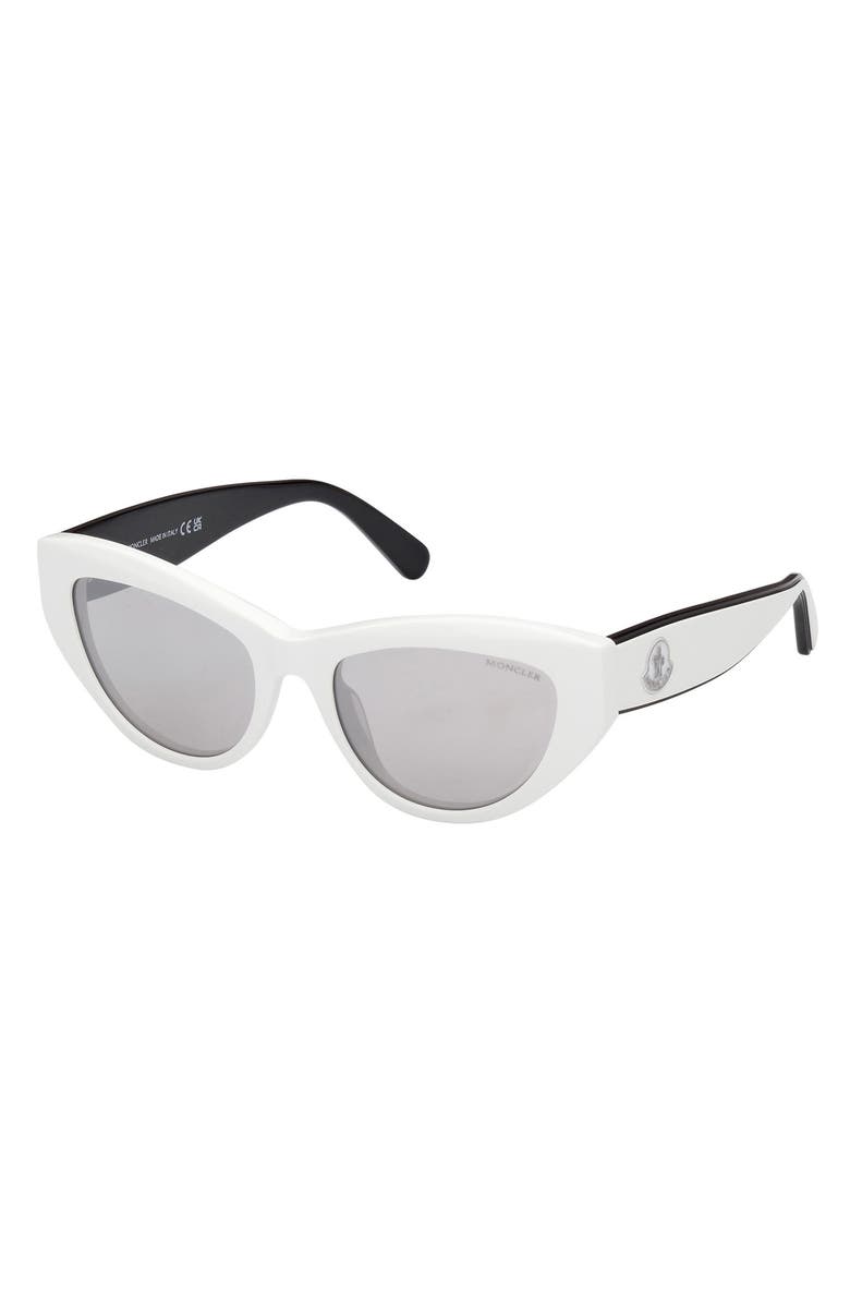 Moncler 53mm Mirrored Cat Eye Sunglasses, Alternate, color,