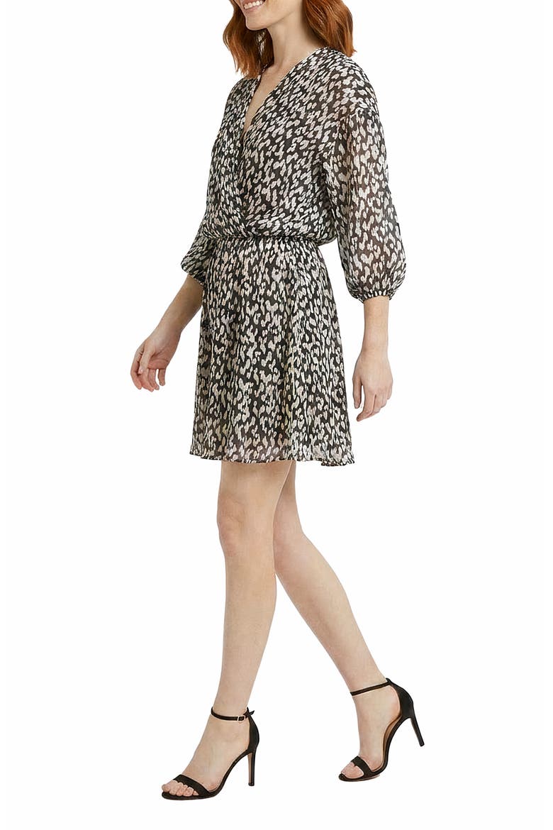 Balloon Sleeve Blouson Dress, Alternate, color, BLACK/ CREAM