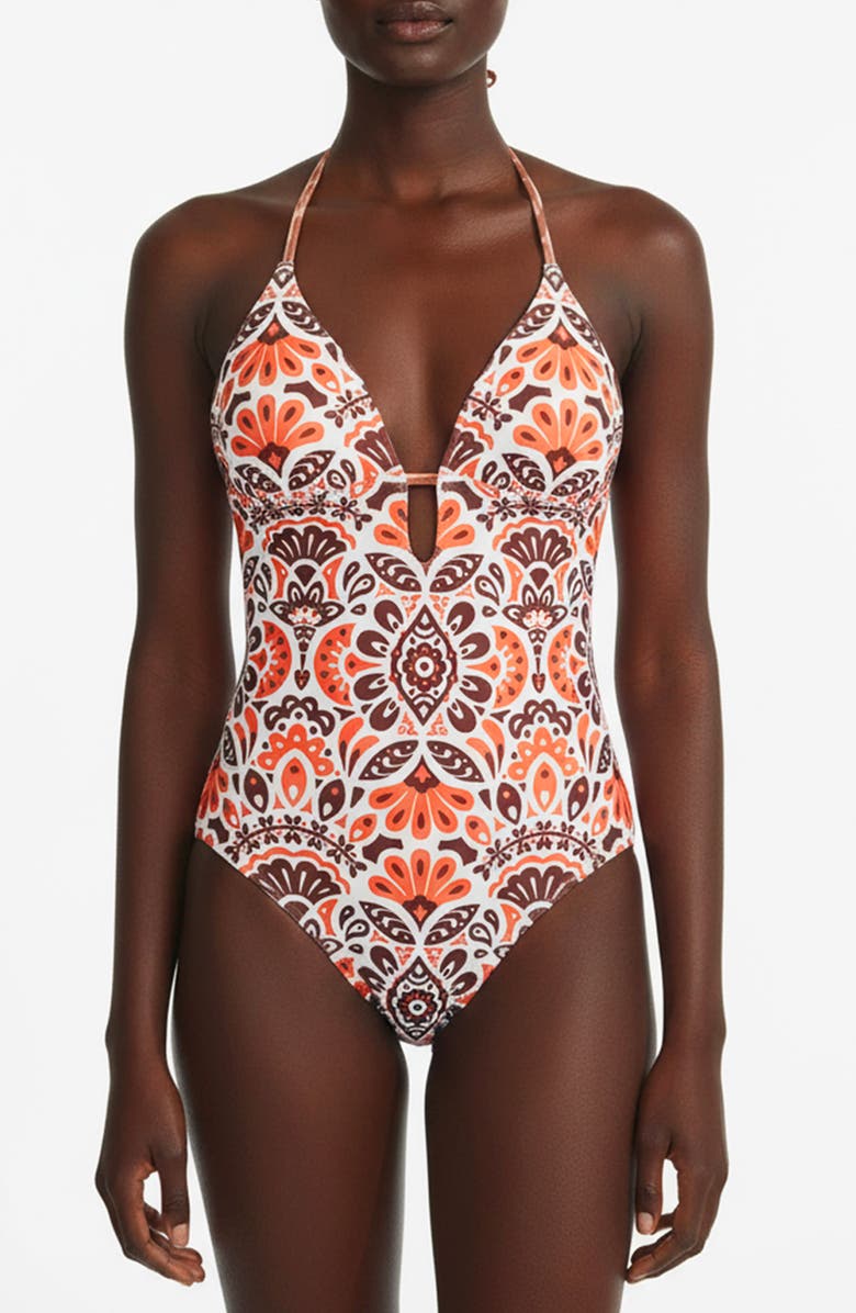 Jessie Zhao New York Savanna Reversible One Piece Swimsuit, Alternate, color, Brown