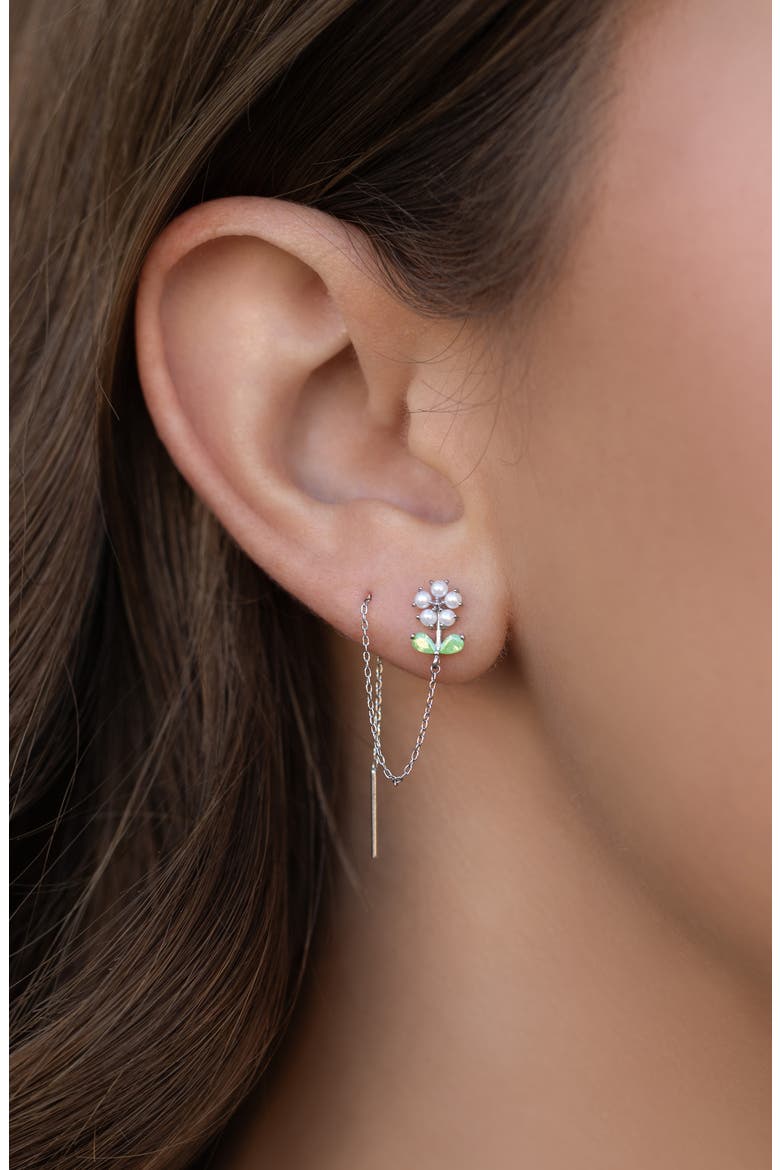 Daisy Petal Threader Earrings, Alternate, color, SILVER