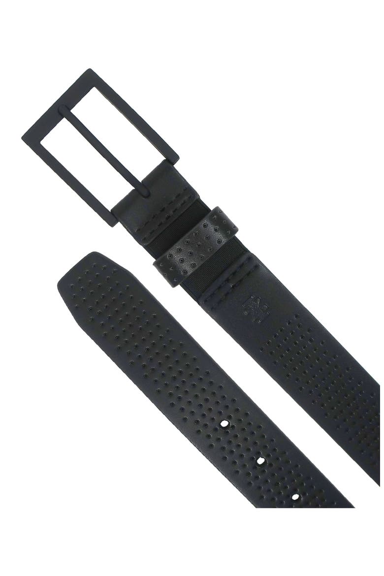 Perforated Faux Leather Belt, Alternate, color, BLACK