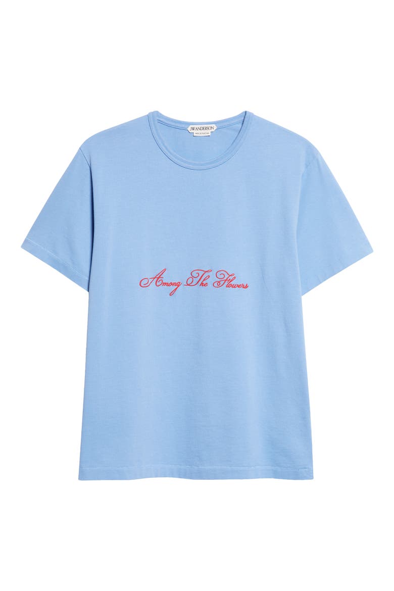 Among the Flowers Embroidered T-Shirt, Alternate, color, PALE BLUE