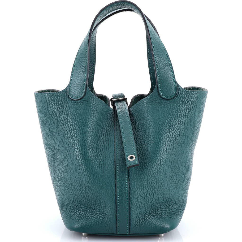 Pre-owned Hermes Hermes Picotin Lock Bag Clemence Pm In Green