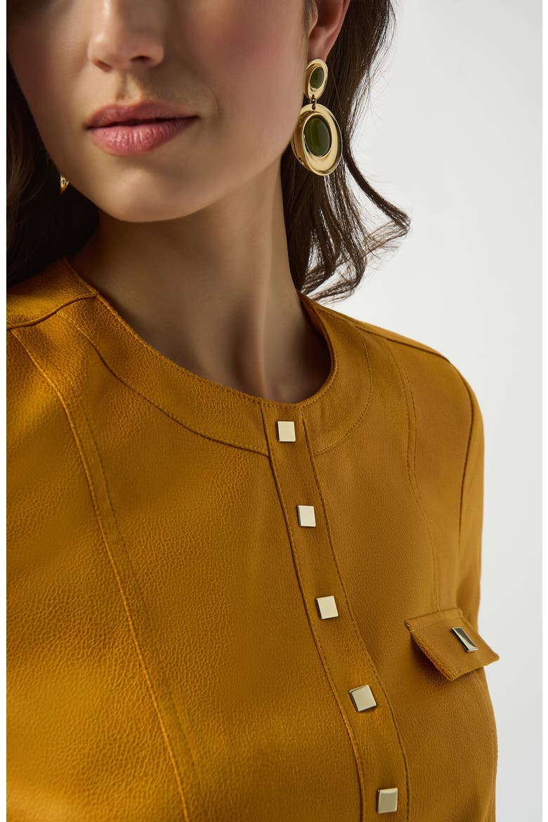 Collarless Foiled Faux Leather Jacket, Alternate, color, MEDALLION