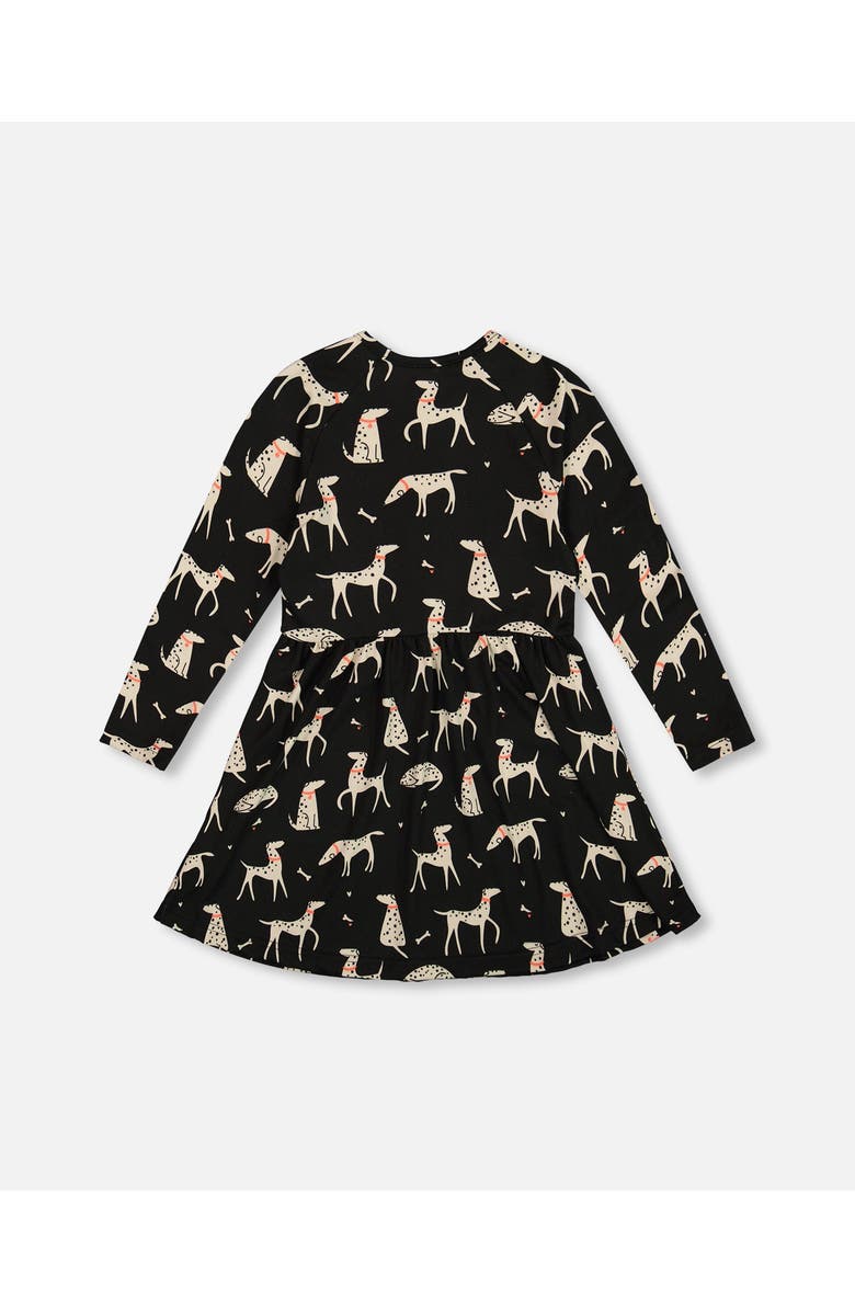 Deux par Deux Half Button Jersey Dress Dalmatian, Alternate, color, Black