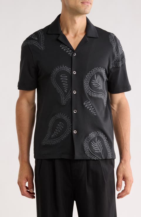 Paisley Embroidered Camp Shirt