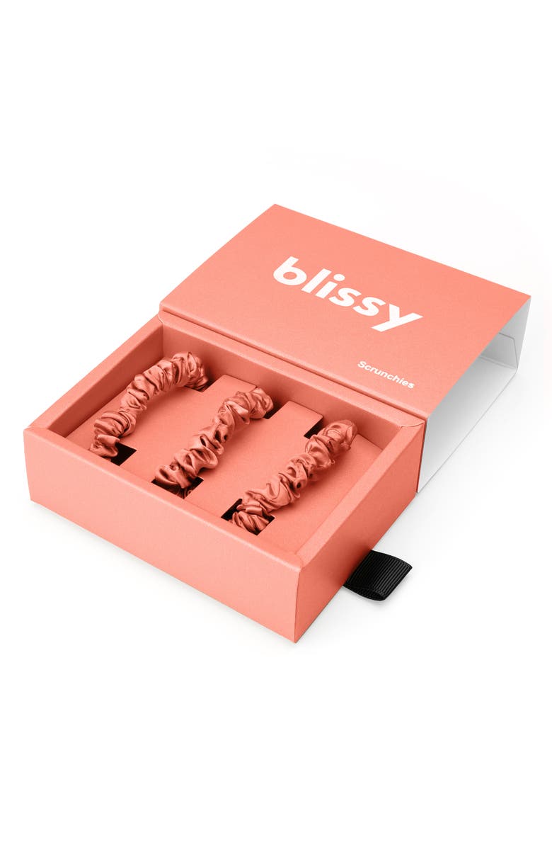 BLISSY 3-Pack Skinny Silk Scrunchies, Alternate, color, Sunrise