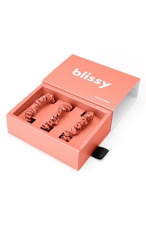 Blissy 3-pack Skinny Silk Scrunchies In Sunrise