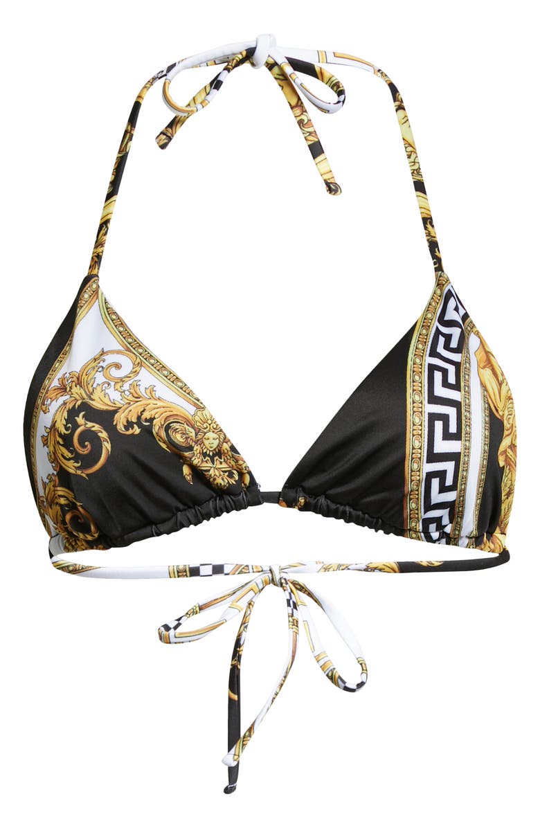 Versace Medusa Print Triangle Bikini Top, Alternate, color,