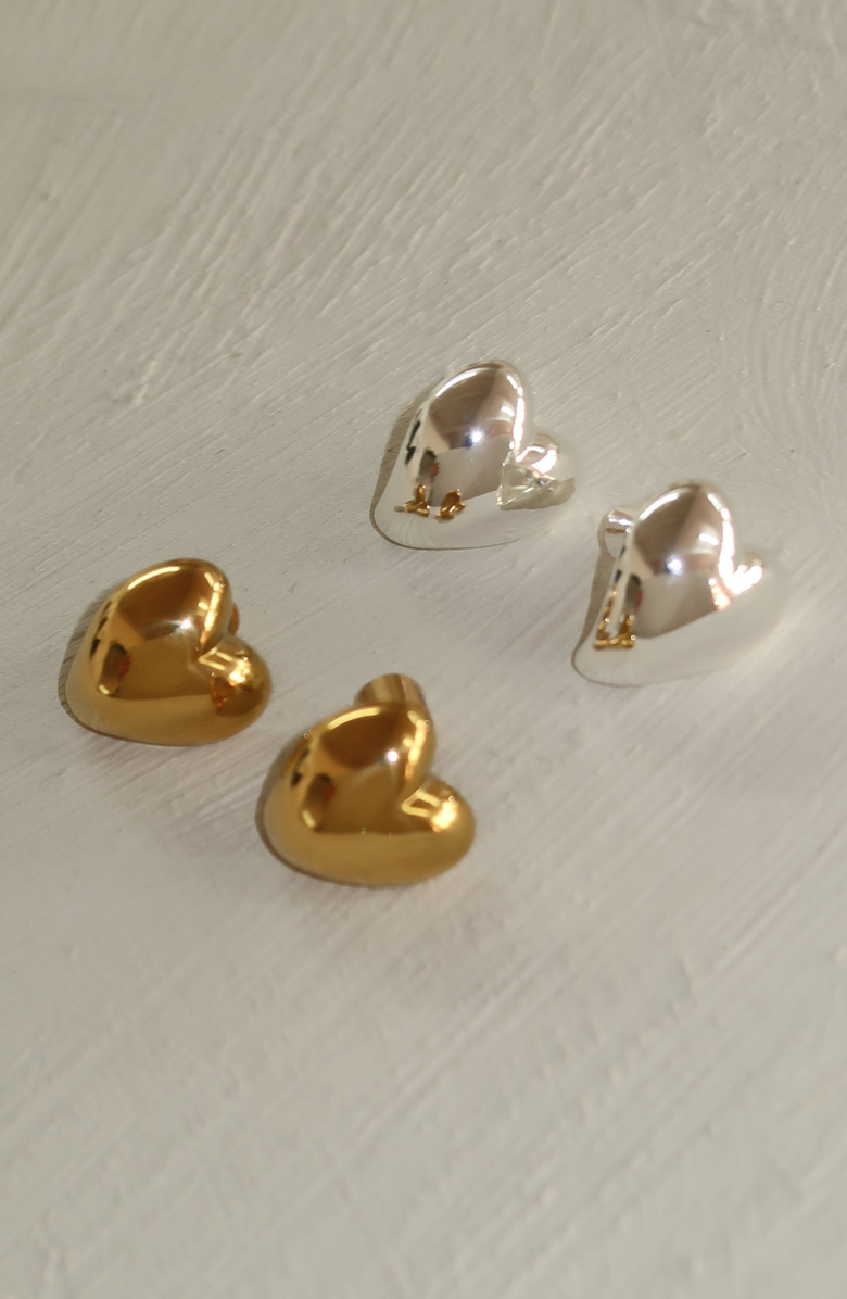 Joiana Jewelry Bubble Hearts Earrings, Alternate, color, Silver