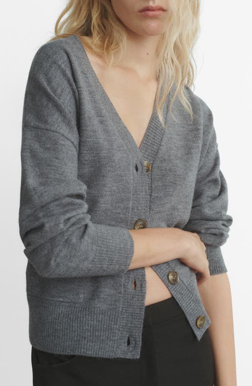 Mango V-neck Cardigan In Gray
