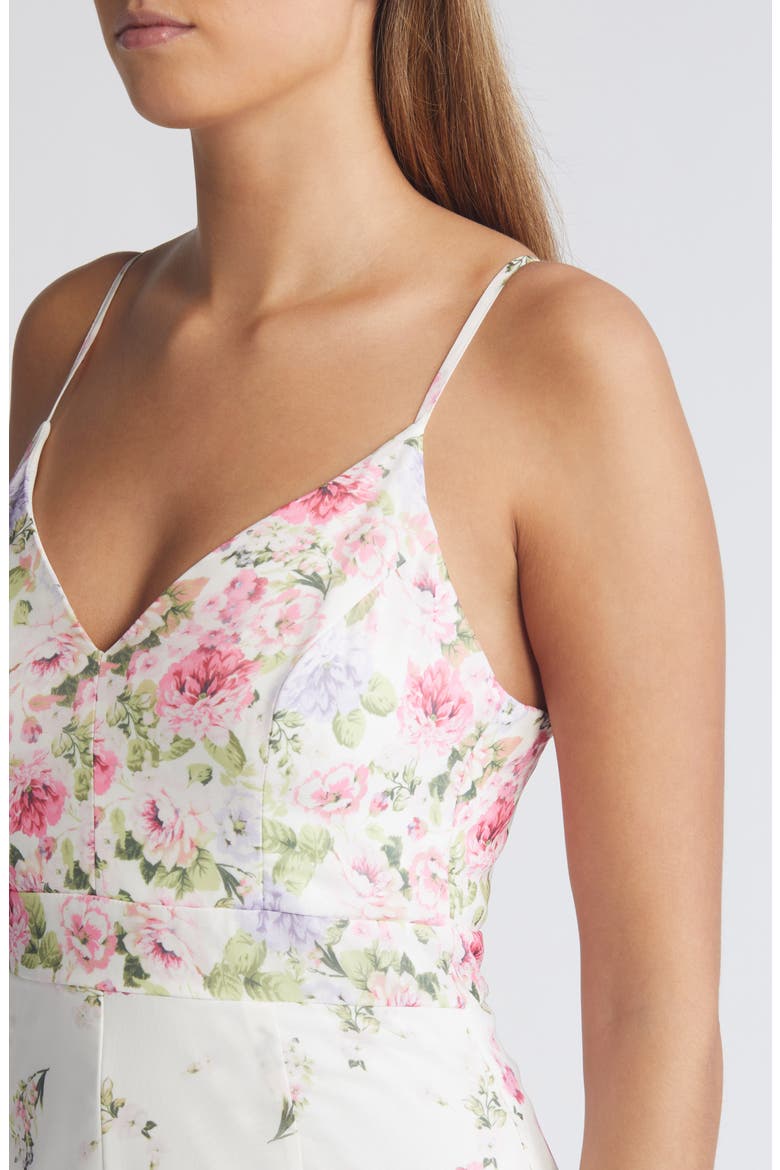 Breathtaking Vision Floral High-Low Dress, Alternate, color, WHITE/ PINK/ GREEN
