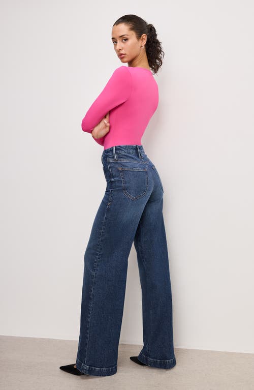 Good American Good Waist Patch Pocket Palazzo Jeans In Indigo759