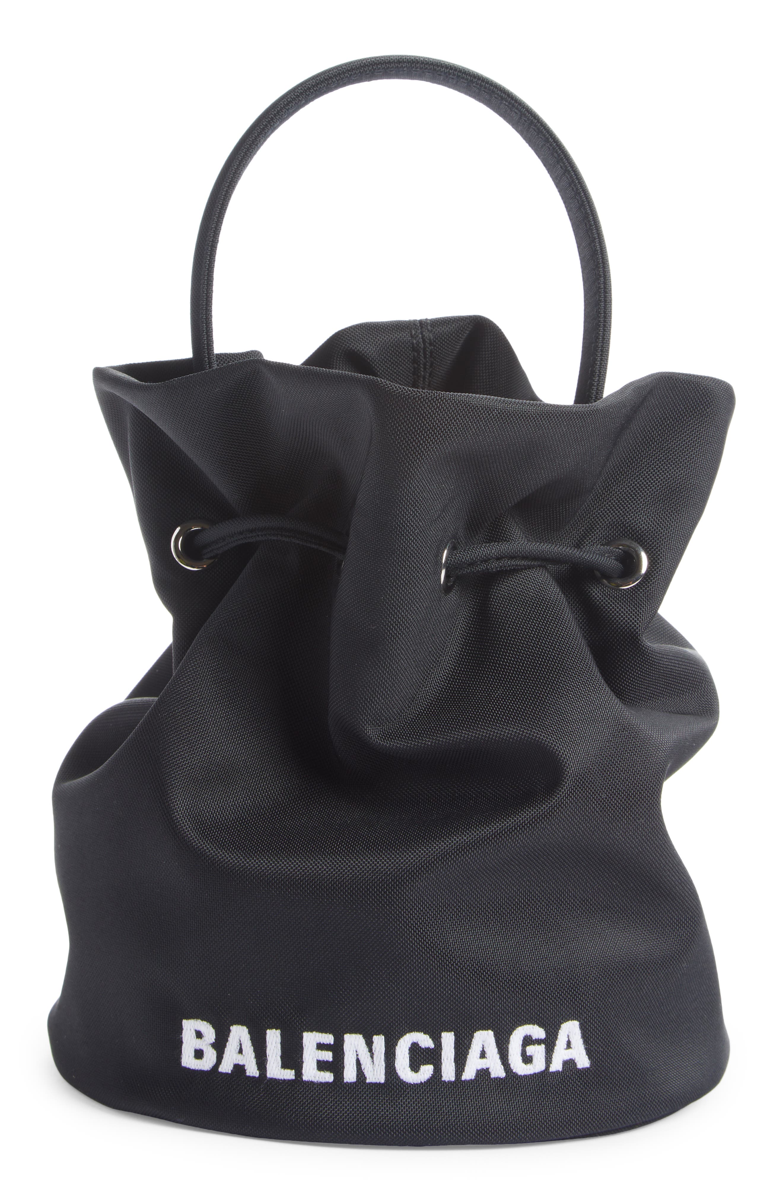 Extra Small Wheel Logo Bucket Bag, Main, color, BLACK/ WHITE