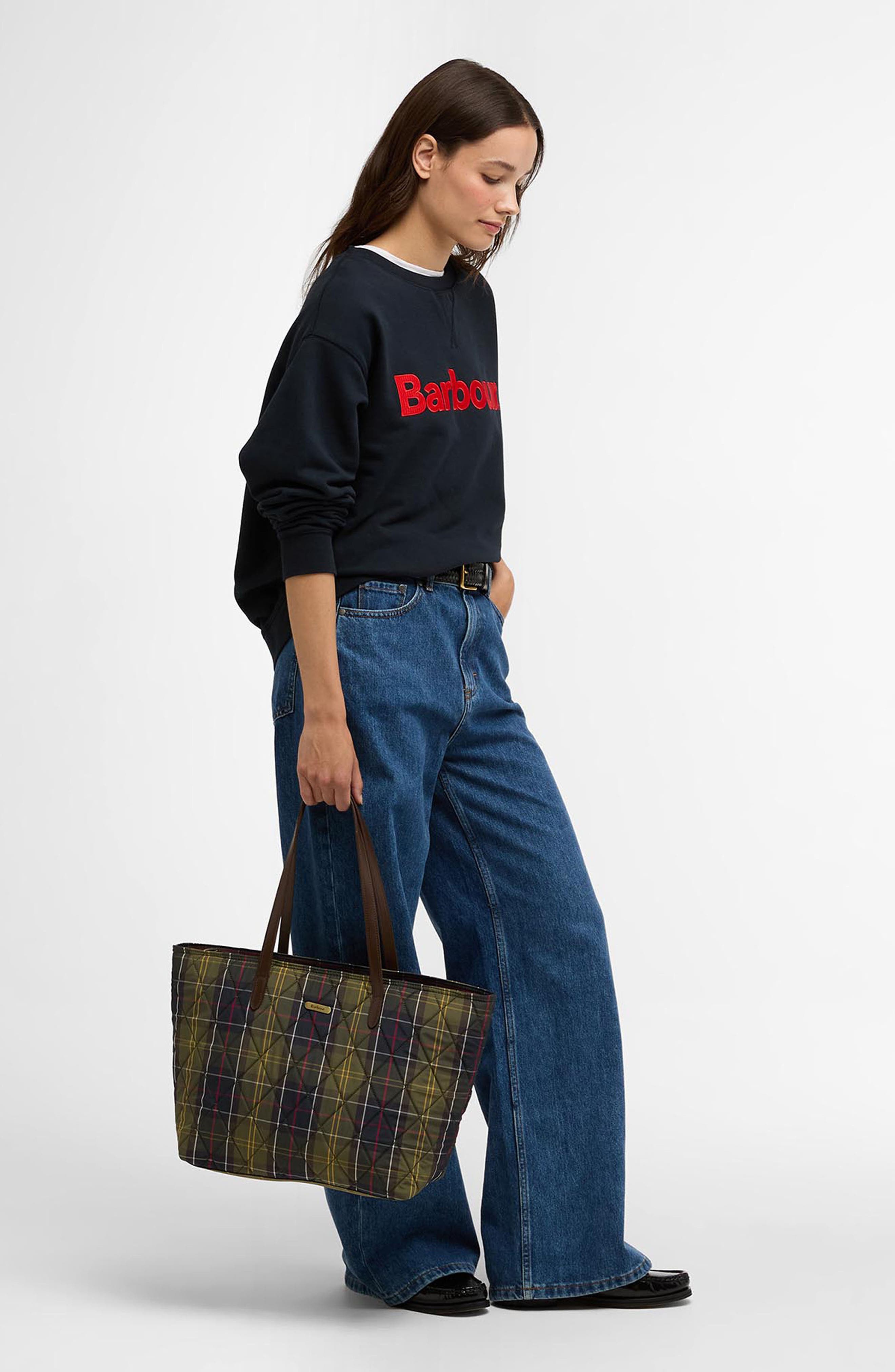 Barbour Wetherman Quilted Tartan Tote, Alternate, color, Classic Tartan