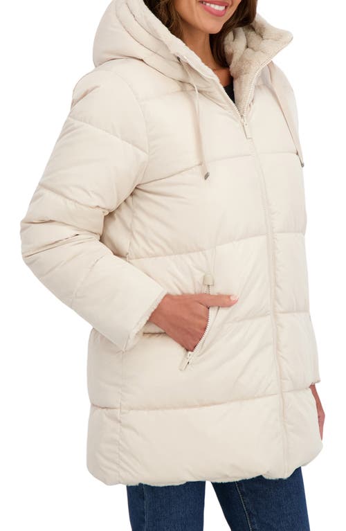 Sebby Faux Fur Reversible Hooded Puffer Jacket In Neutral