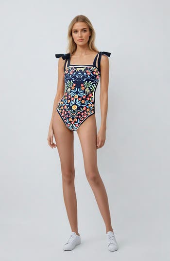 Red Blossom Reversible One-Piece Swimsuit