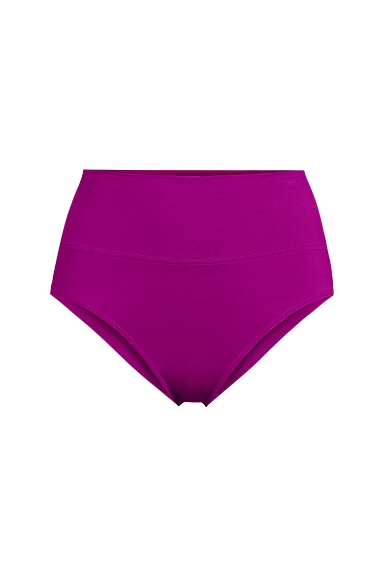Chlorine Resistant Pinchless High Waisted Bikini Bottoms, Alternate, color, Crimson Rose