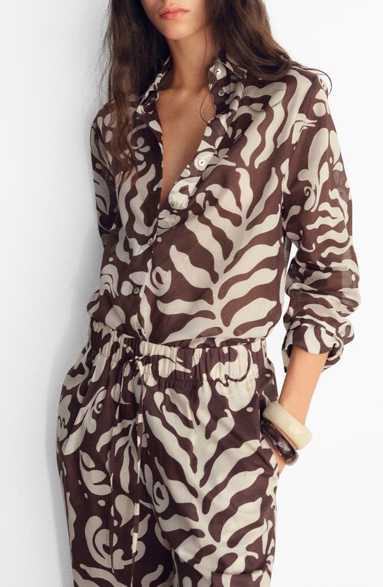 MANGO Print Cotton Button-Up Shirt, Main, color, 