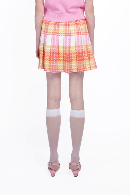 Shop Anna Sui Capri Plaid Kilt Skirt In Lemon Multi