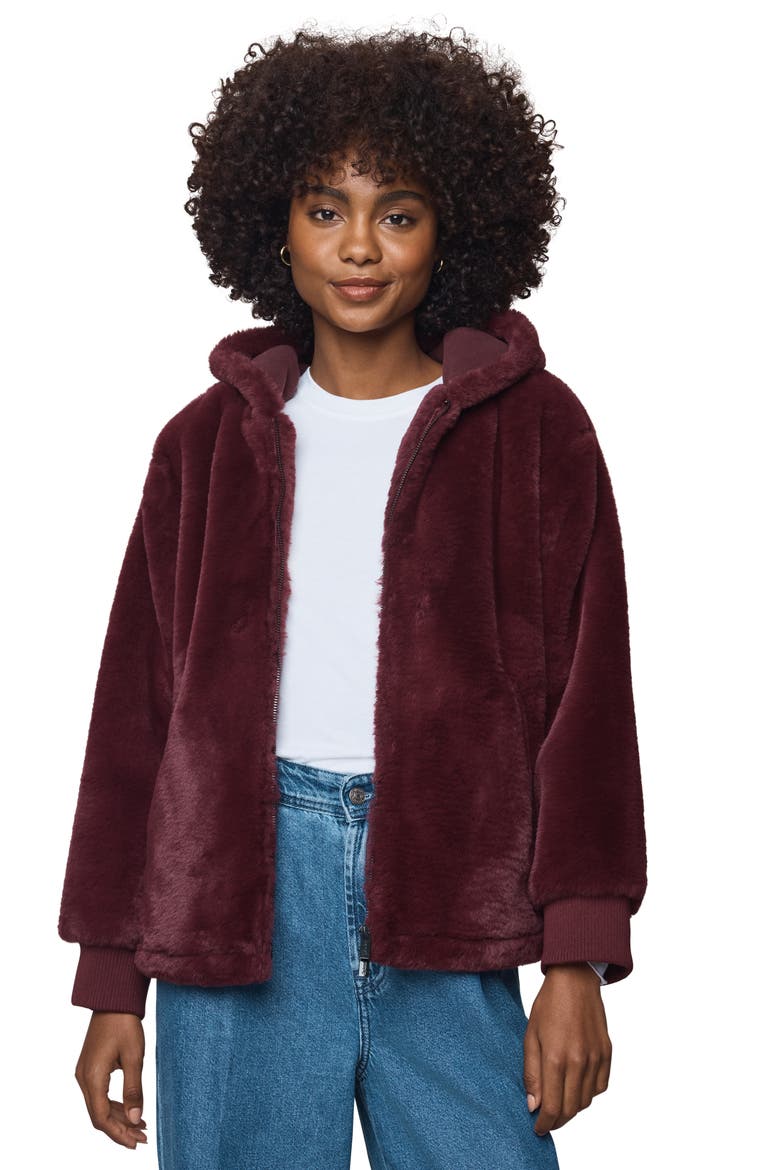 Lucia Faux Fur Jacket, Alternate, color, ROSEWOOD