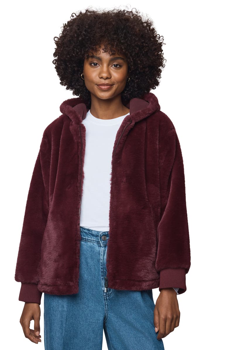 Splendid Lucia Faux Fur Jacket, Alternate, color, Rosewood