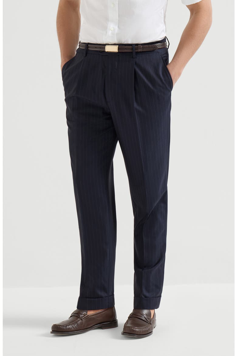 Leisure fit trousers with pleats, Main, color, Navy Blue