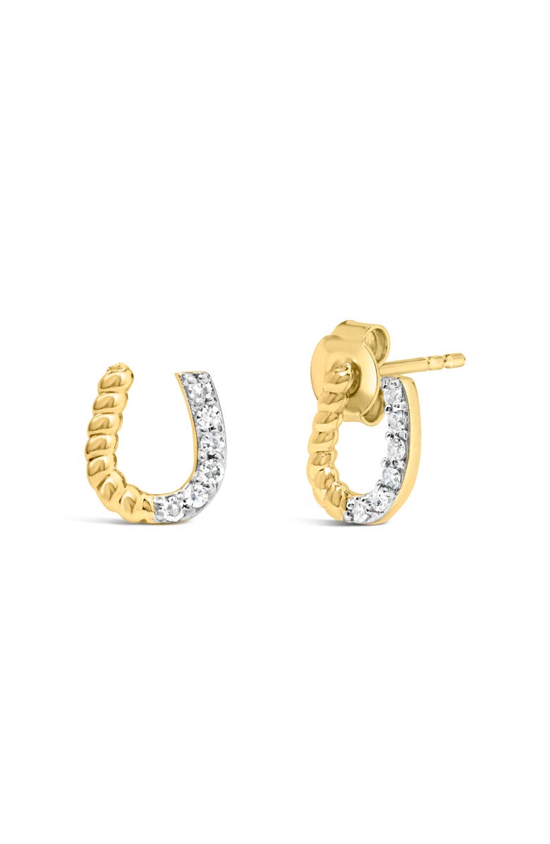 Haus of Brilliance 10K Yellow Gold 1/10 Ct Braided Horseshoe Stud Earrings, Alternate, color, Yellow
