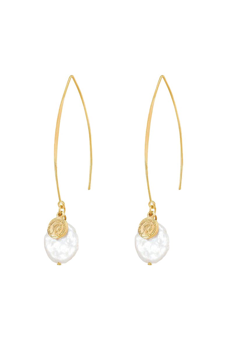 Samara Pearl Earrings Dainty Freshwater Pearl Statement, Alternate, color, Gold