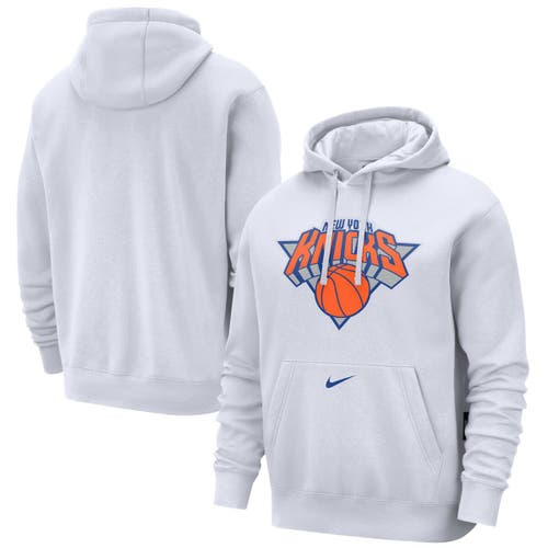 NIKE NIKE WHITE NEW YORK KNICKS 2024/25 CITY EDITION ESSENTIAL CLUB PULLOVER HOODIE