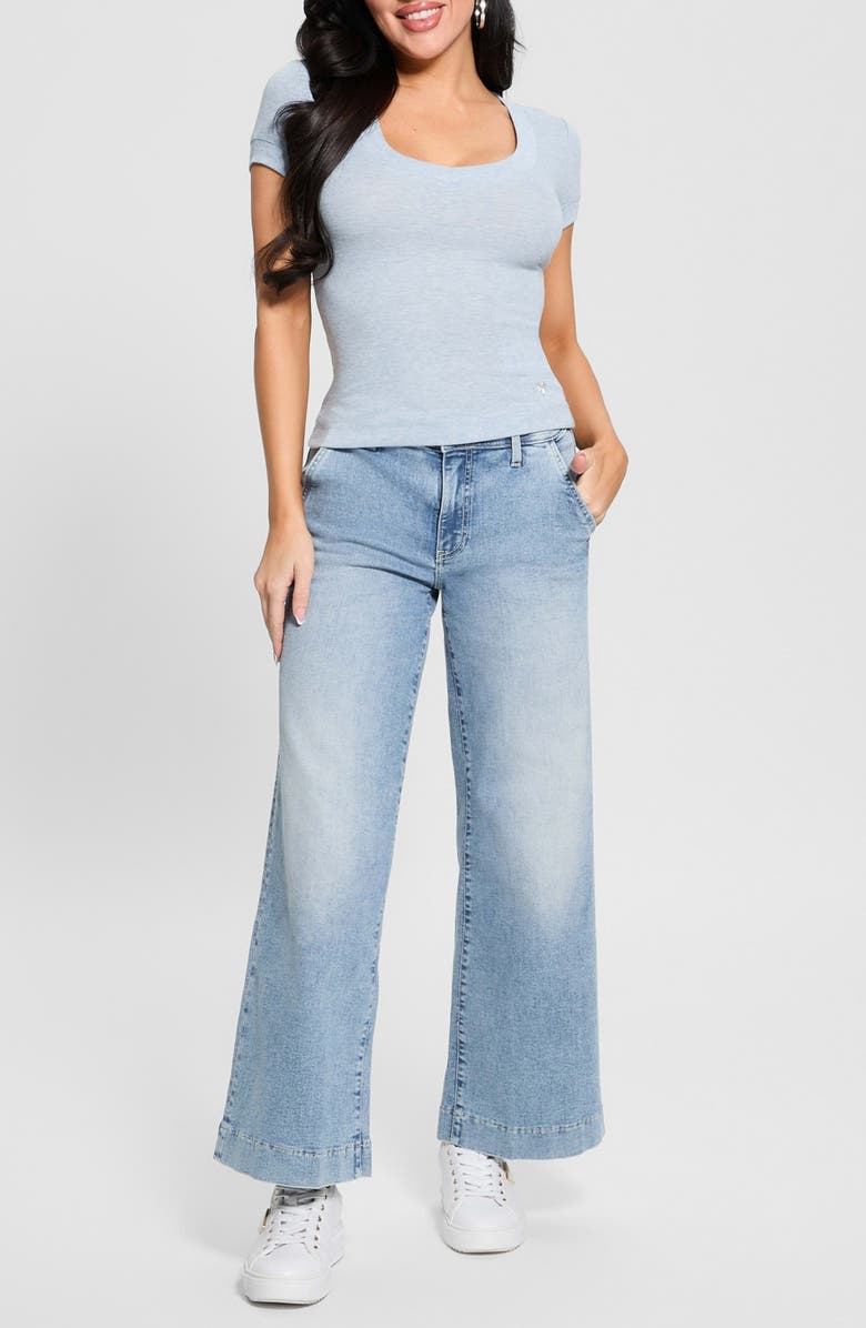 GUESS Zoya Crop Wide Leg Jeans, Alternate, color, Belt-Open