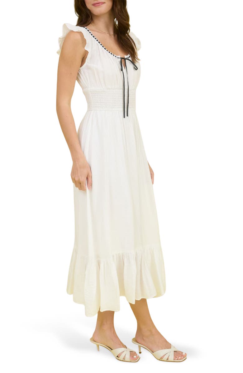 Blu Pepper Smocked Waist Midi Dress, Alternate, color, White