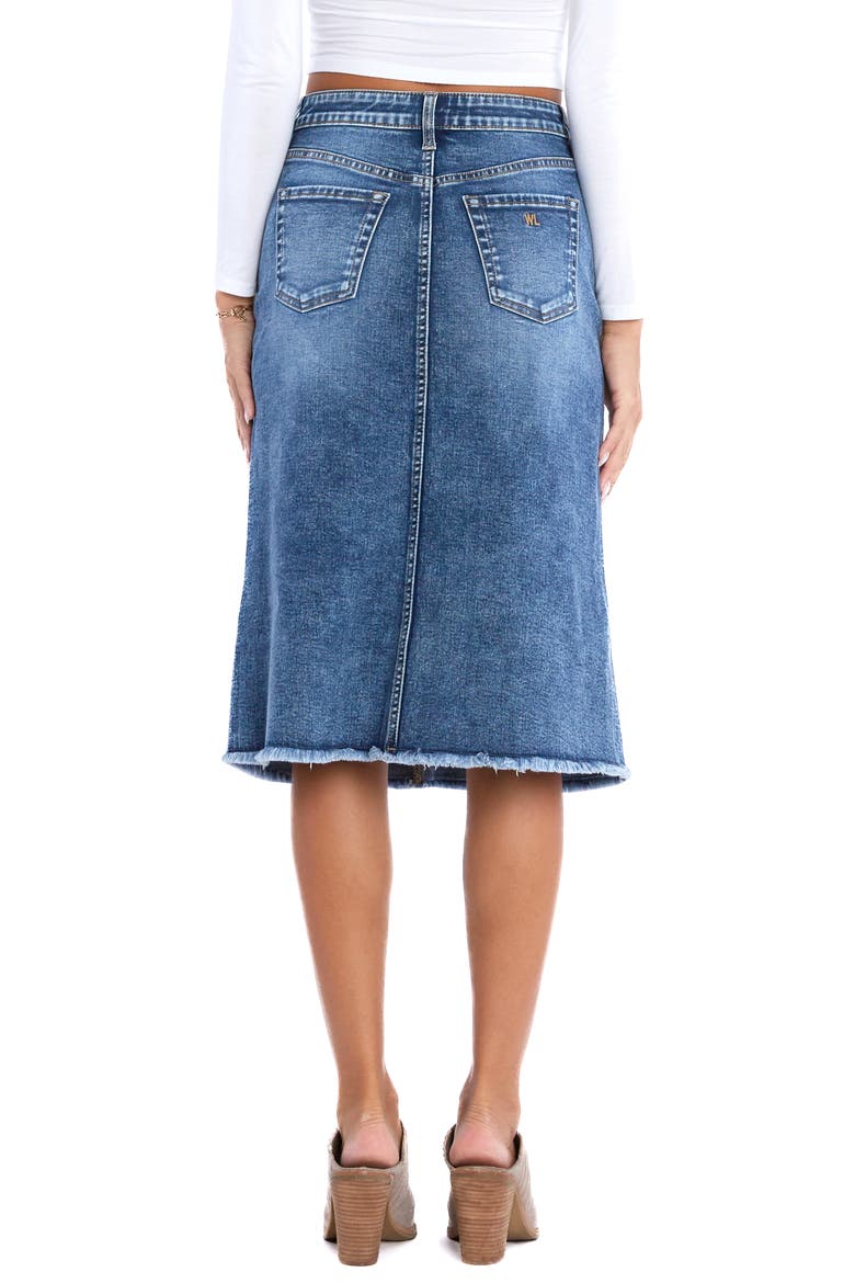 Double Front Slit Denim Midi Skirt, Alternate, color, SPLIT BLUE