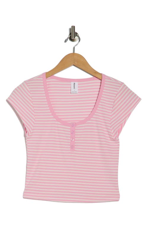 Abound Cap Sleeve Crop Organic Cotton & Cashmere Henley In Multi