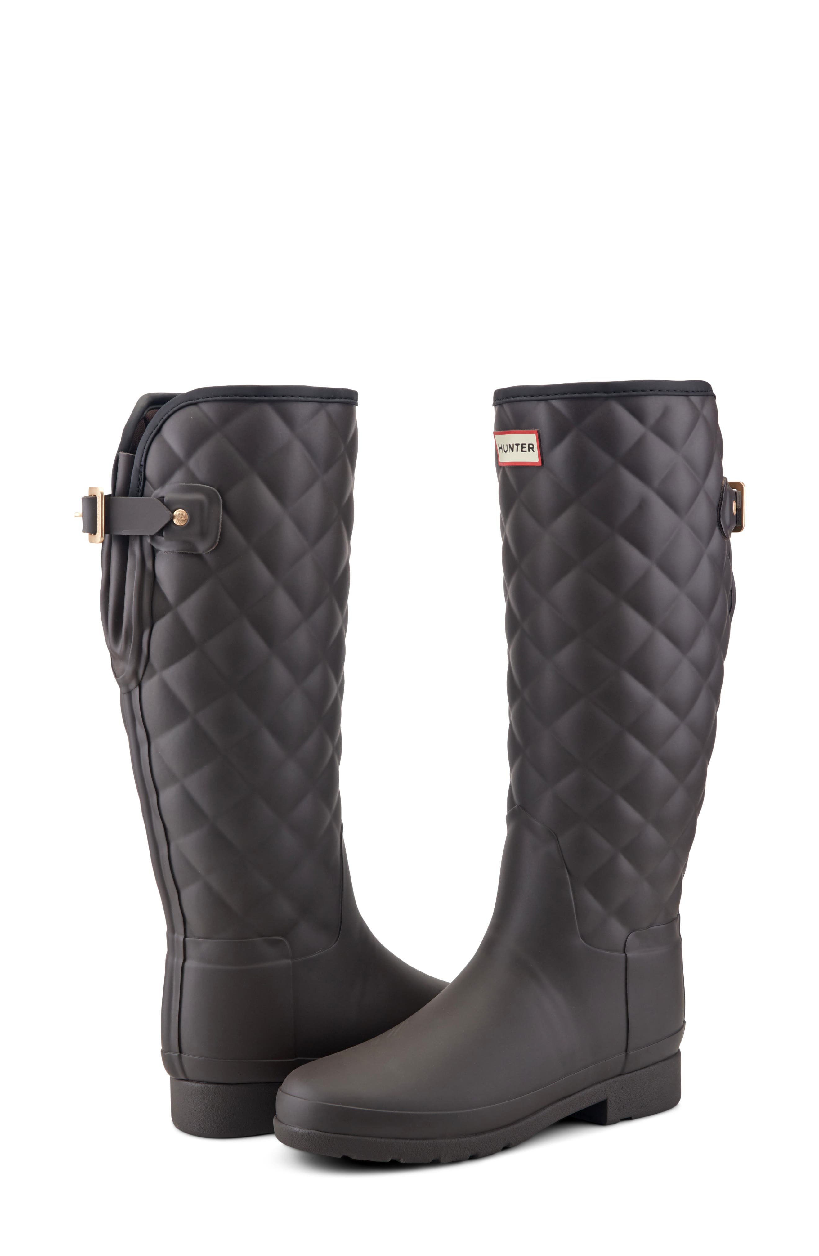 Refined Quilted Rain Boot, Alternate, color, BROWN