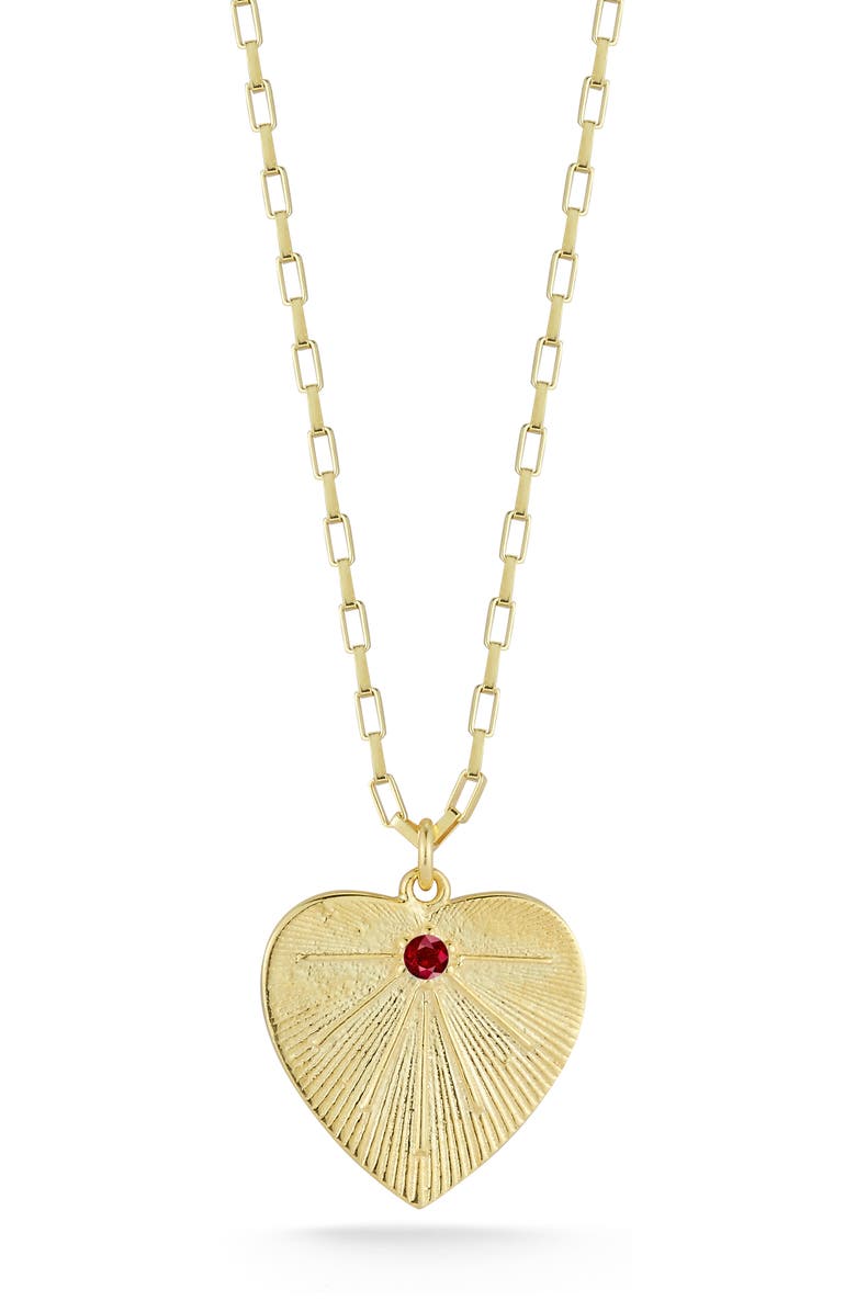 SPHERA MILANO 14K Gold Plated Sterling Silver Heart Pendant Necklace, Main, color, Gold/Red