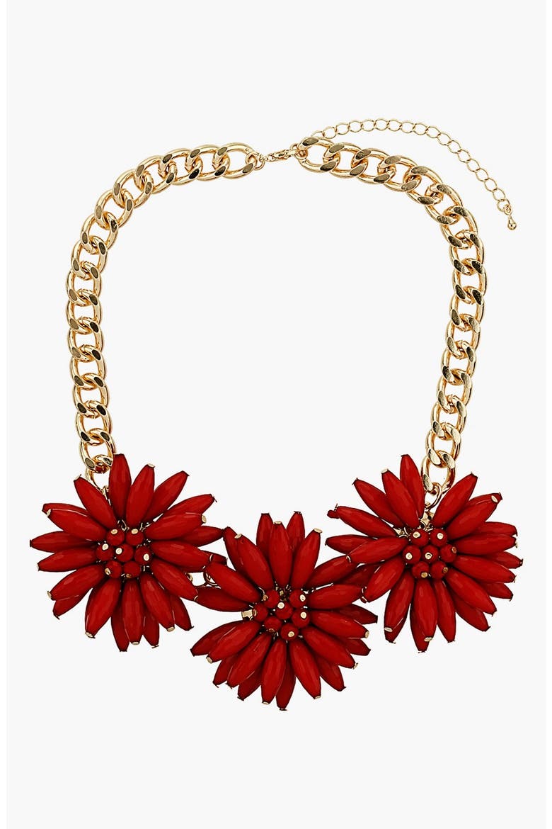 Spike Flower Necklace, Main, color, RED