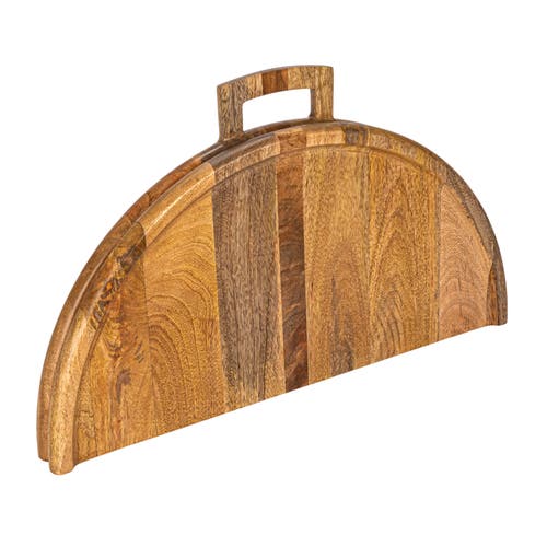 Storied Home Mango Wood And Stainless Steel Folding Cheese And Serving Board With Handle And Magnets In Brown