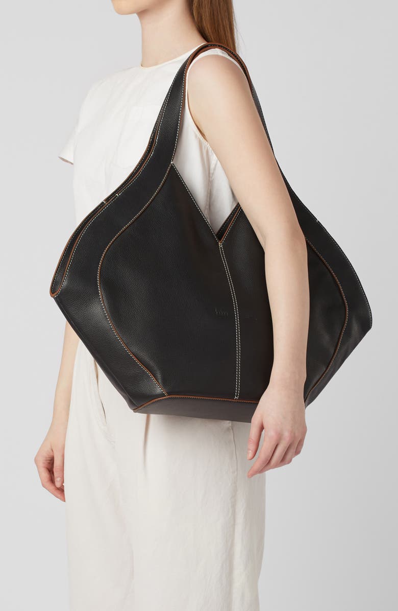 behno Safra Pebble Leather Tote, Alternate, color, Black