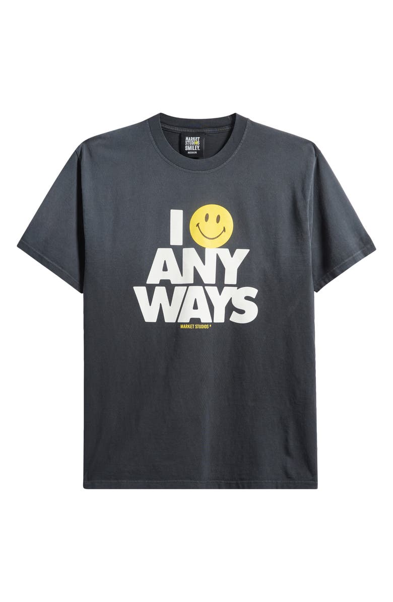 MARKET SMILEY<sup>®</sup> Smile Anyways Cotton Graphic T-Shirt, Alternate, color, Pirate-Black