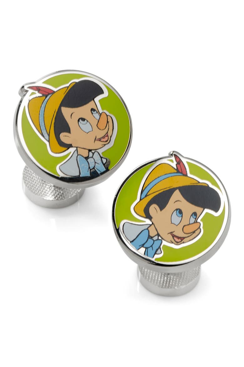 x Disney Pinocchio Cuff Links, Alternate, color, GREEN