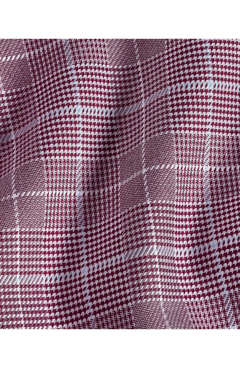 David Donahue Trim Fit Glen Plaid Twill Cotton Dress Shirt, Alternate, color, Merlot