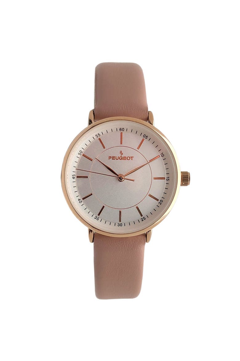 Modern Round Calfskin Leather Watch- 30MM, Main, color, Pink