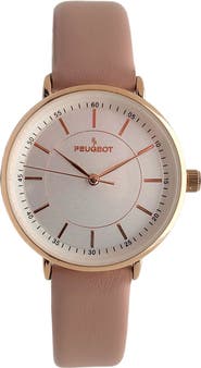 Peugeot Modern Round Calfskin Leather Watch- 30MM
