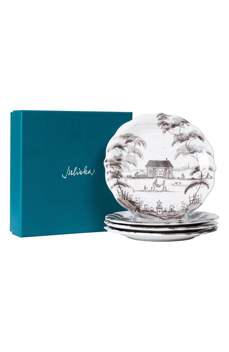 Juliska Country Estate Set of 4 Party Plates, Alternate, color, Flint Grey