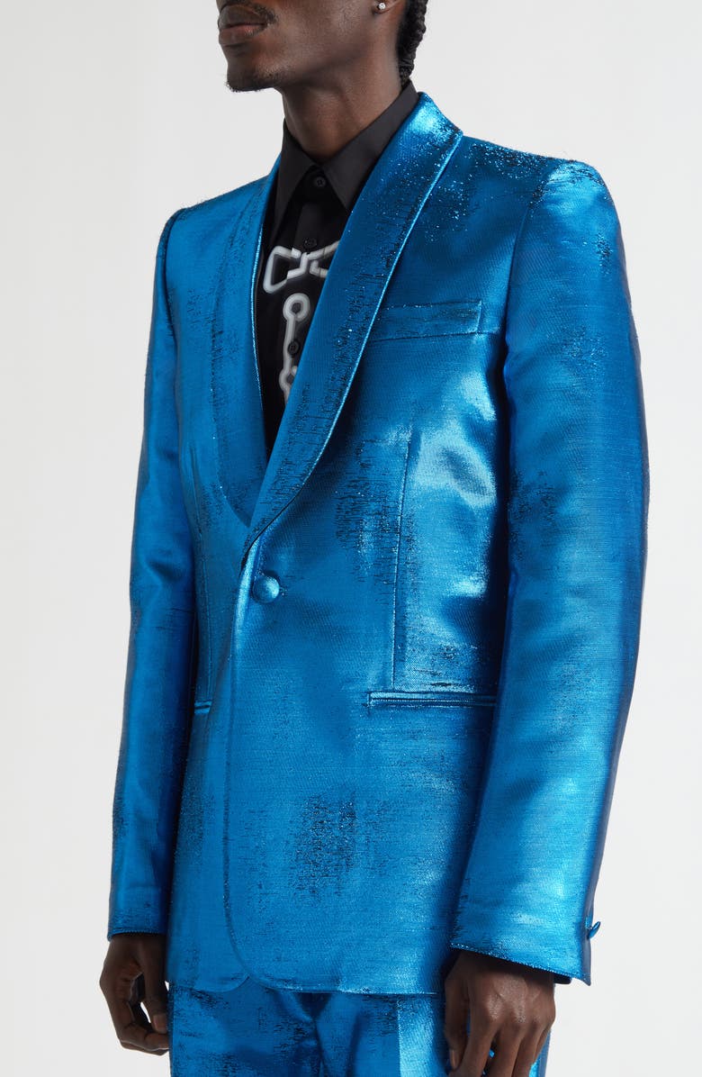 MM6 Maison Margiela Distressed Jacquard Suit Jacket, Alternate, color, Blue