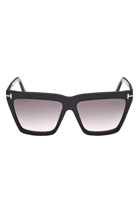 Eden 56mm Gradient Geometric Sunglasses