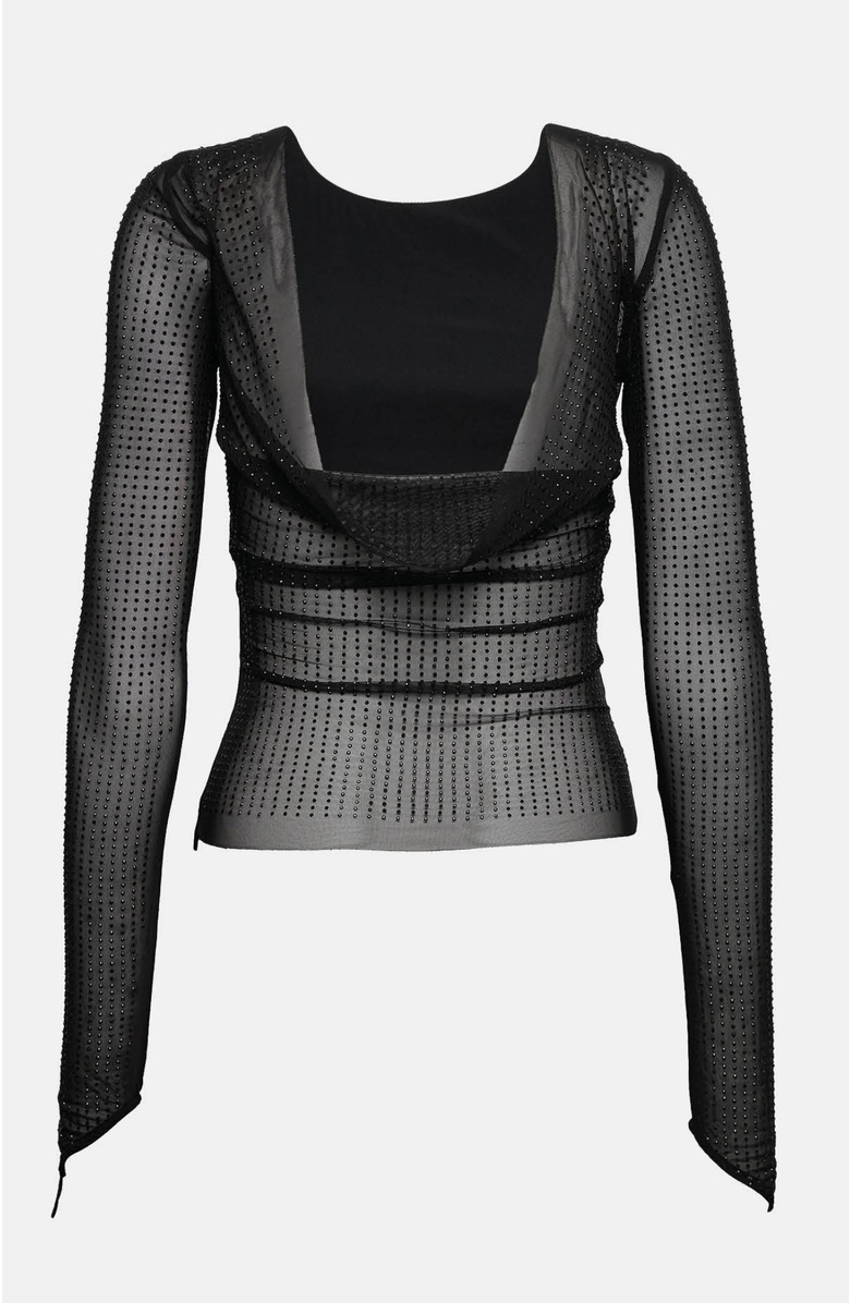 OW Collection Mesha Rhinestone Blouse, Alternate, color, Black
