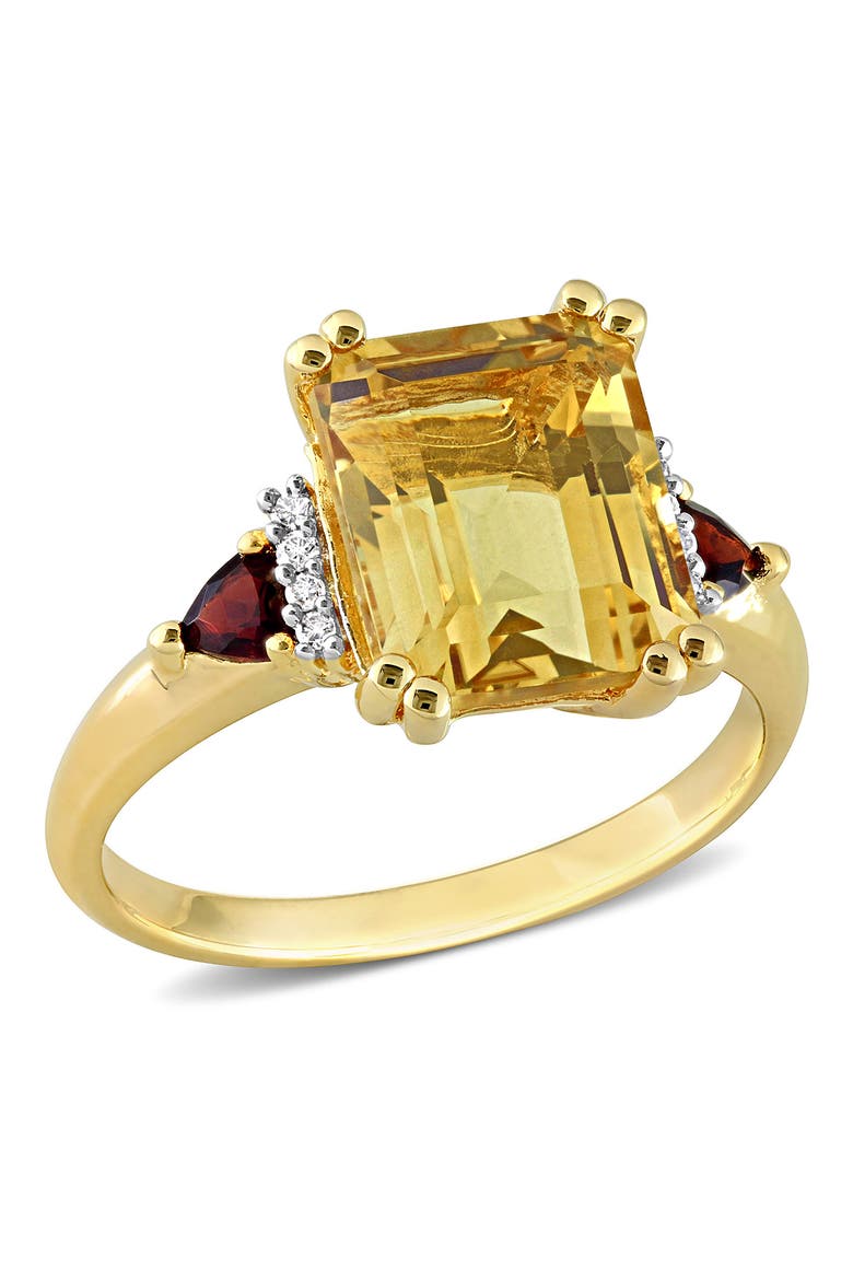 Citrine, Garnet & Diamond Ring - 0.04 ctw., Main, color, YELLOW